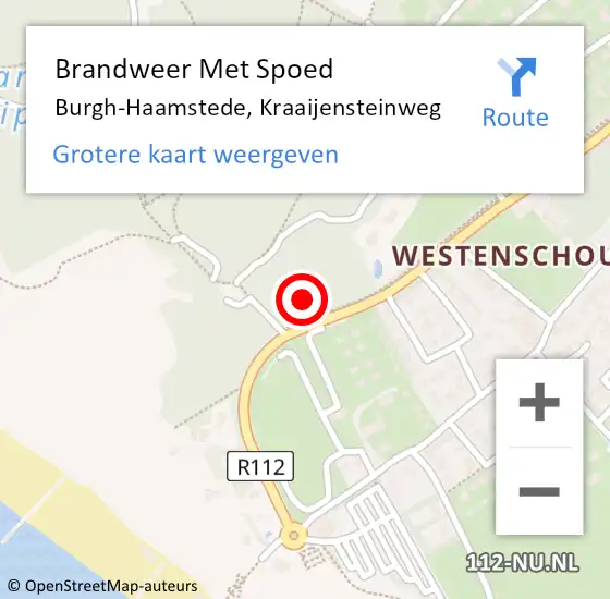 Locatie op kaart van de 112 melding: Brandweer Met Spoed Naar Burgh-Haamstede, Kraaijensteinweg op 15 juni 2023 22:12
