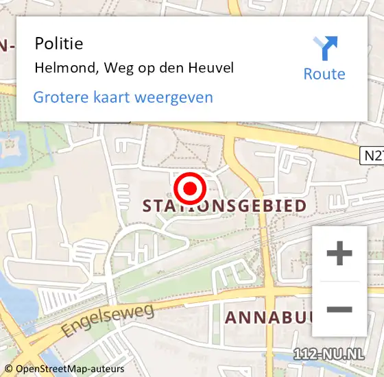 Locatie op kaart van de 112 melding: Politie Helmond, Weg op den Heuvel op 16 juni 2023 03:16