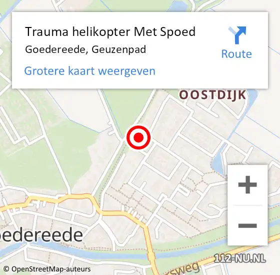 Locatie op kaart van de 112 melding: Trauma helikopter Met Spoed Naar Goedereede, Geuzenpad op 16 juni 2023 05:00