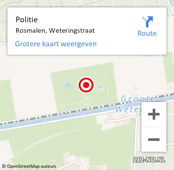 Locatie op kaart van de 112 melding: Politie Rosmalen, Weteringstraat op 16 juni 2023 09:30