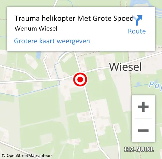 Locatie op kaart van de 112 melding: Trauma helikopter Met Grote Spoed Naar Wenum Wiesel op 16 juni 2023 09:37