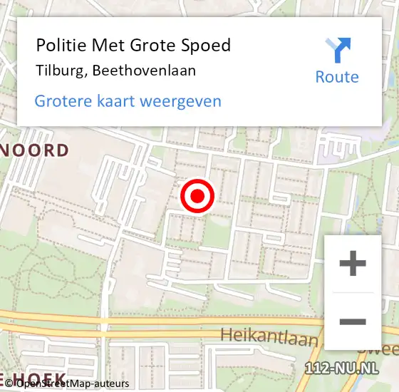 Locatie op kaart van de 112 melding: Politie Met Grote Spoed Naar Tilburg, Beethovenlaan op 16 juni 2023 09:38