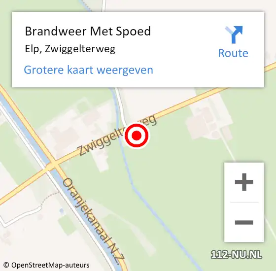 Locatie op kaart van de 112 melding: Brandweer Met Spoed Naar Elp, Zwiggelterweg op 16 juni 2023 10:39