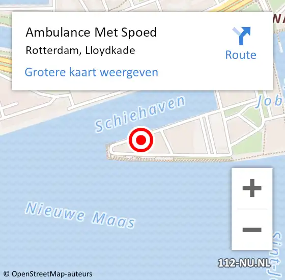 Locatie op kaart van de 112 melding: Ambulance Met Spoed Naar Rotterdam, Lloydkade op 16 juni 2023 11:46