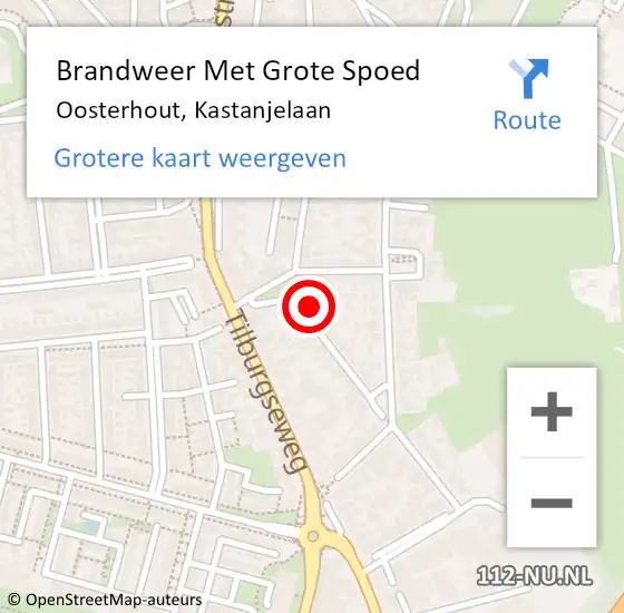 Locatie op kaart van de 112 melding: Brandweer Met Grote Spoed Naar Oosterhout, Kastanjelaan op 16 juni 2023 11:58