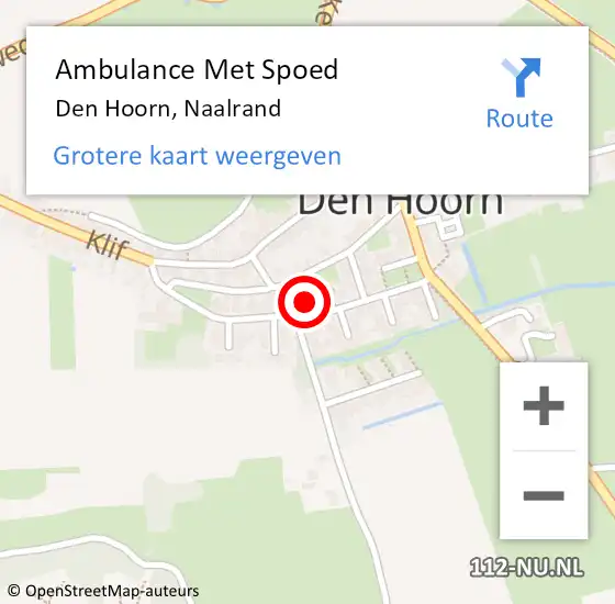 Locatie op kaart van de 112 melding: Ambulance Met Spoed Naar Den Hoorn, Naalrand op 16 juni 2023 12:39