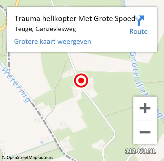 Locatie op kaart van de 112 melding: Trauma helikopter Met Grote Spoed Naar Teuge, Ganzevlesweg op 16 juni 2023 15:20