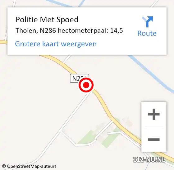 Locatie op kaart van de 112 melding: Politie Met Spoed Naar Tholen, N286 hectometerpaal: 14,5 op 16 juni 2023 15:40