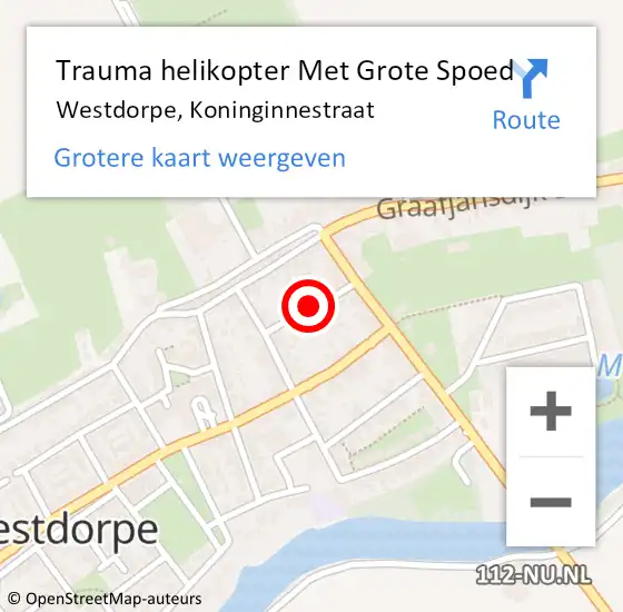 Locatie op kaart van de 112 melding: Trauma helikopter Met Grote Spoed Naar Westdorpe, Koninginnestraat op 16 juni 2023 15:56