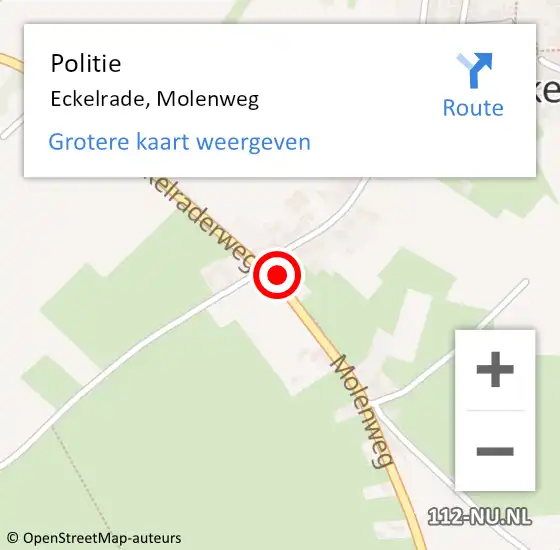 Locatie op kaart van de 112 melding: Politie Eckelrade, Molenweg op 16 juni 2023 16:38