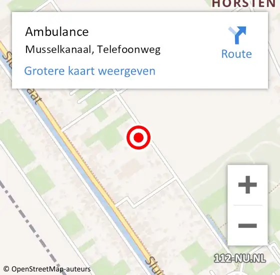 Locatie op kaart van de 112 melding: Ambulance Musselkanaal, Telefoonweg op 16 juni 2023 16:52