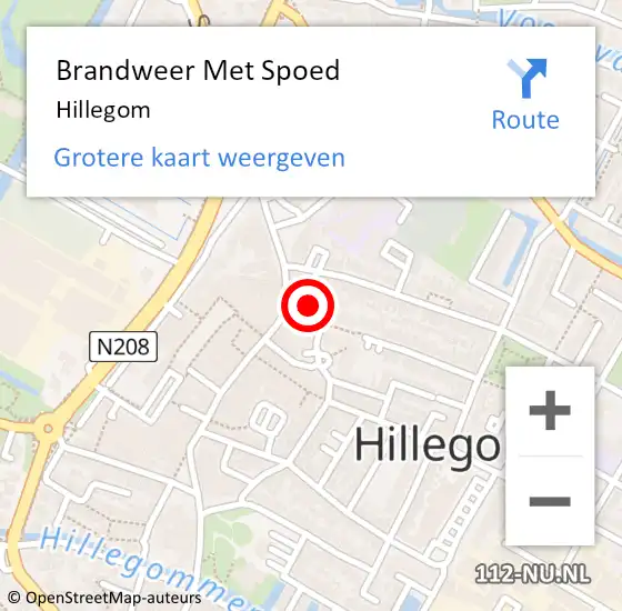 Locatie op kaart van de 112 melding: Brandweer Met Spoed Naar Hillegom op 16 juni 2023 17:23