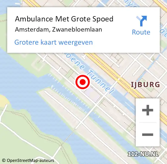 Locatie op kaart van de 112 melding: Ambulance Met Grote Spoed Naar Amsterdam, Zwanebloemlaan op 16 juni 2023 19:22