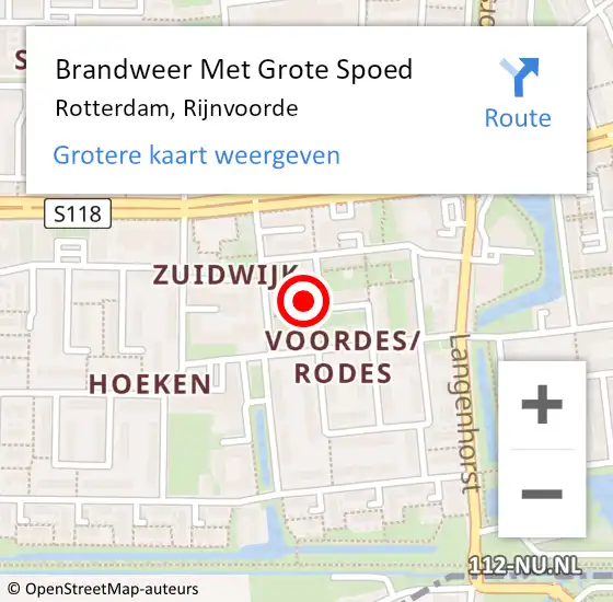 Locatie op kaart van de 112 melding: Brandweer Met Grote Spoed Naar Rotterdam, Rijnvoorde op 16 juni 2023 20:04