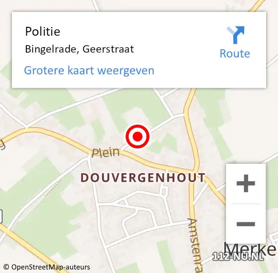Locatie op kaart van de 112 melding: Politie Bingelrade, Geerstraat op 16 juni 2023 20:10