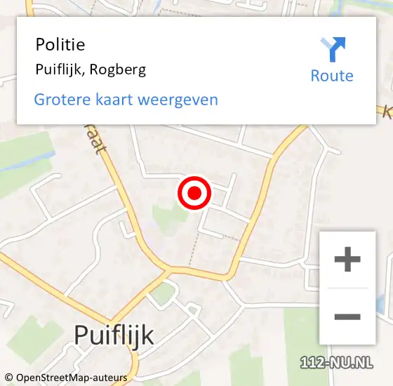 Locatie op kaart van de 112 melding: Politie Puiflijk, Rogberg op 16 juni 2023 20:17