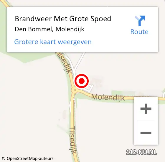Locatie op kaart van de 112 melding: Brandweer Met Grote Spoed Naar Den Bommel, Molendijk op 16 juni 2023 20:43