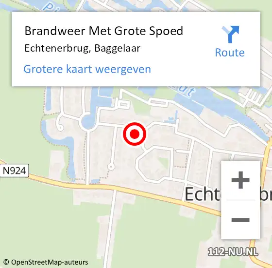 Locatie op kaart van de 112 melding: Brandweer Met Grote Spoed Naar Echtenerbrug, Baggelaar op 16 juni 2023 20:54