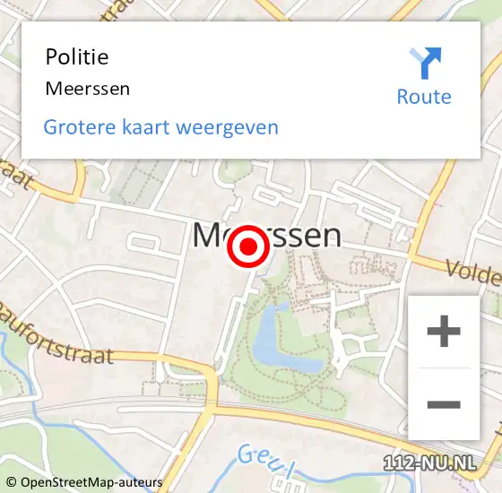 Locatie op kaart van de 112 melding: Politie Meerssen op 16 juni 2023 21:14