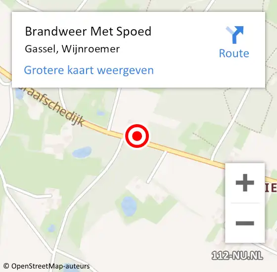 Locatie op kaart van de 112 melding: Brandweer Met Spoed Naar Gassel, Wijnroemer op 16 juni 2023 21:56