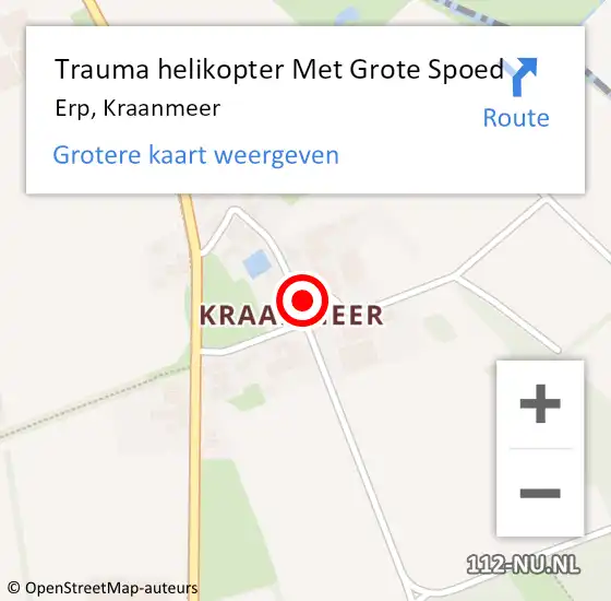 Locatie op kaart van de 112 melding: Trauma helikopter Met Grote Spoed Naar Erp, Kraanmeer op 16 juni 2023 23:29
