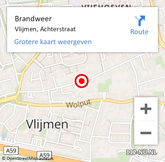 Locatie op kaart van de 112 melding: Brandweer Vlijmen, Achterstraat op 17 juni 2023 00:58