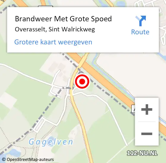 Locatie op kaart van de 112 melding: Brandweer Met Grote Spoed Naar Overasselt, Sint Walrickweg op 17 juni 2023 01:07
