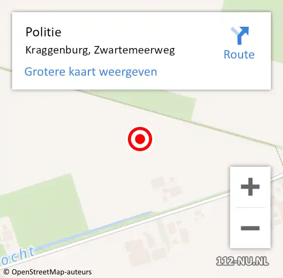 Locatie op kaart van de 112 melding: Politie Kraggenburg, Zwartemeerweg op 17 juni 2023 07:24