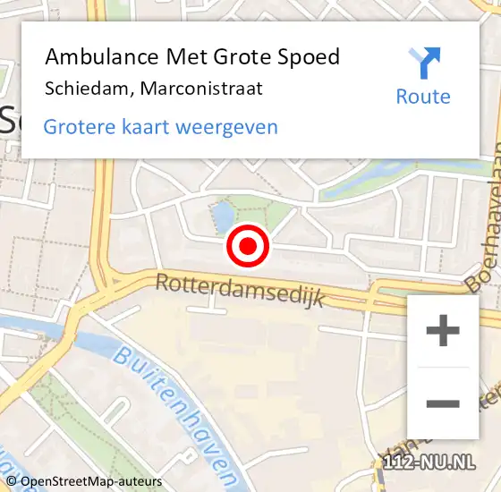 Locatie op kaart van de 112 melding: Ambulance Met Grote Spoed Naar Schiedam, Marconistraat op 17 juni 2023 10:37