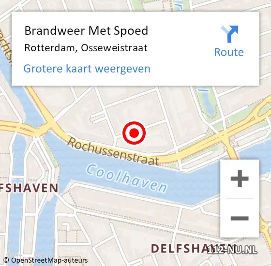 Locatie op kaart van de 112 melding: Brandweer Met Spoed Naar Rotterdam, Osseweistraat op 17 juni 2023 12:22