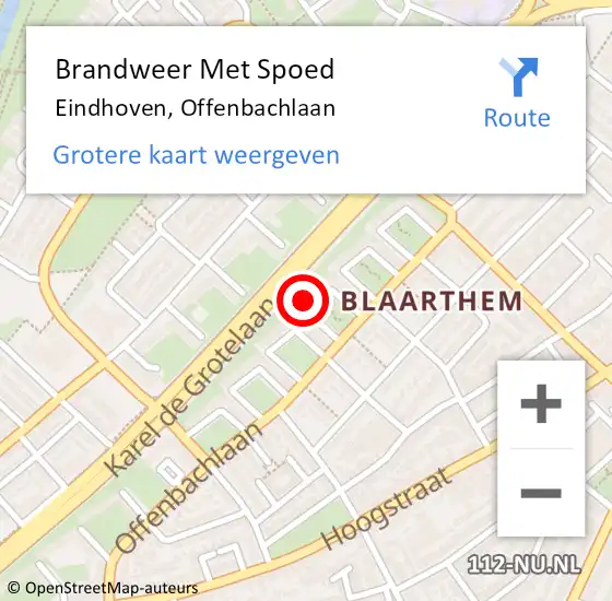 Locatie op kaart van de 112 melding: Brandweer Met Spoed Naar Eindhoven, Offenbachlaan op 17 juni 2023 12:26