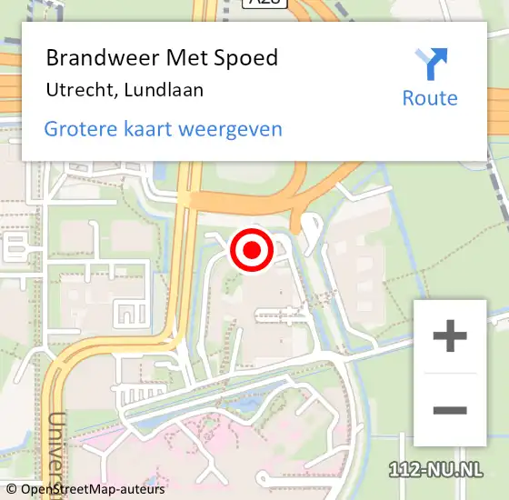 Locatie op kaart van de 112 melding: Brandweer Met Spoed Naar Utrecht, Lundlaan op 17 juni 2023 13:38