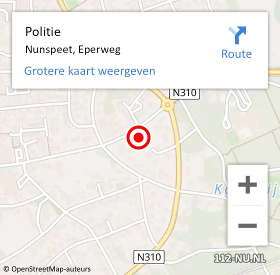 Locatie op kaart van de 112 melding: Politie Nunspeet, Eperweg op 17 juni 2023 14:54