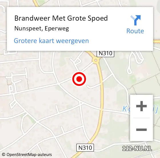 Locatie op kaart van de 112 melding: Brandweer Met Grote Spoed Naar Nunspeet, Eperweg op 17 juni 2023 14:54