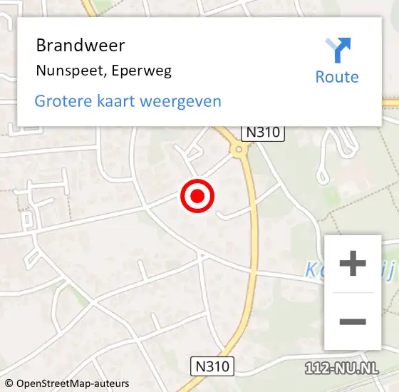 Locatie op kaart van de 112 melding: Brandweer Nunspeet, Eperweg op 17 juni 2023 14:58