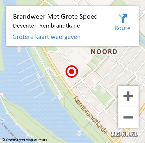 Locatie op kaart van de 112 melding: Brandweer Met Grote Spoed Naar Deventer, Rembrandtkade op 17 juni 2023 15:04