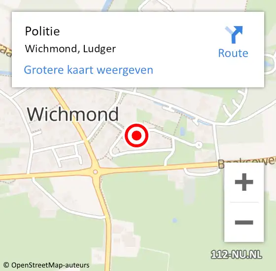 Locatie op kaart van de 112 melding: Politie Wichmond, Ludger op 17 juni 2023 15:17