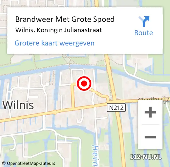 Locatie op kaart van de 112 melding: Brandweer Met Grote Spoed Naar Wilnis, Koningin Julianastraat op 17 juni 2023 15:29