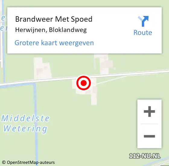 Locatie op kaart van de 112 melding: Brandweer Met Spoed Naar Herwijnen, Bloklandweg op 17 juni 2023 15:52