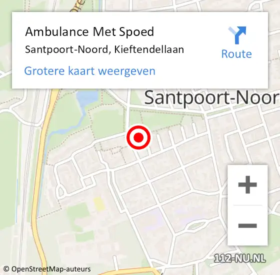 Locatie op kaart van de 112 melding: Ambulance Met Spoed Naar Santpoort-Noord, Kieftendellaan op 17 juni 2023 16:04