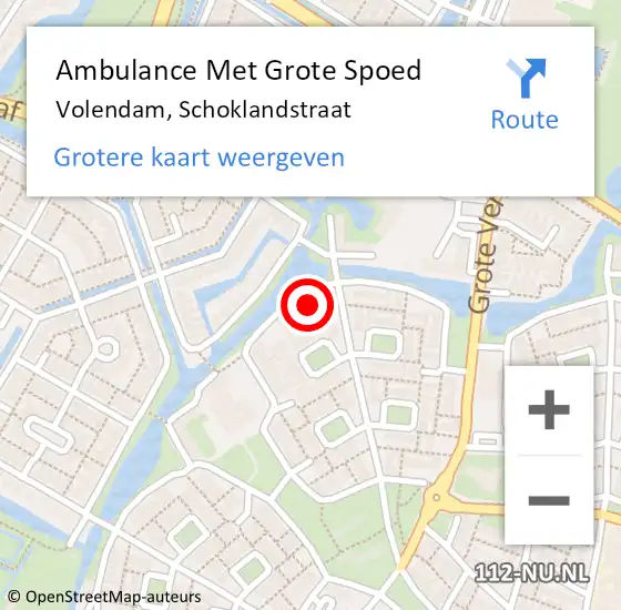 Locatie op kaart van de 112 melding: Ambulance Met Grote Spoed Naar Volendam, Schoklandstraat op 17 juni 2023 17:01