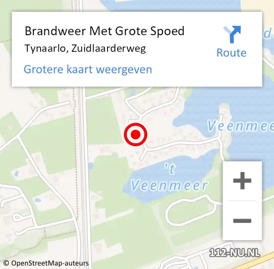 Locatie op kaart van de 112 melding: Brandweer Met Grote Spoed Naar Tynaarlo, Zuidlaarderweg op 17 juni 2023 17:11