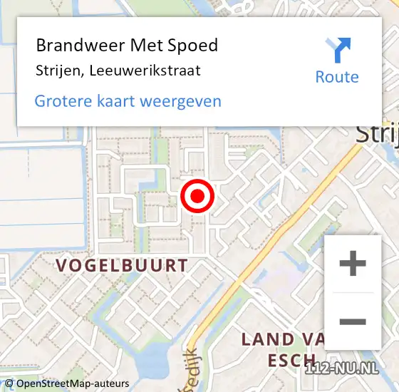 Locatie op kaart van de 112 melding: Brandweer Met Spoed Naar Strijen, Leeuwerikstraat op 17 juni 2023 17:24