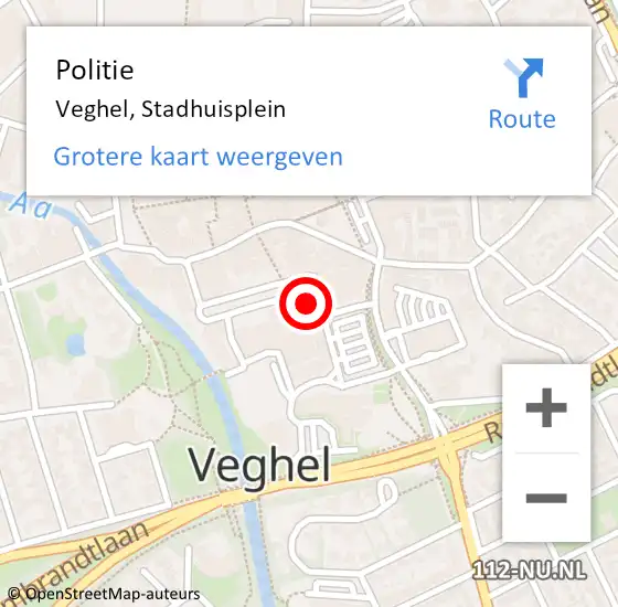 Locatie op kaart van de 112 melding: Politie Veghel, Stadhuisplein op 17 juni 2023 19:13