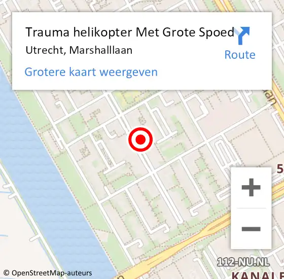 Locatie op kaart van de 112 melding: Trauma helikopter Met Grote Spoed Naar Utrecht, Marshalllaan op 17 juni 2023 19:45