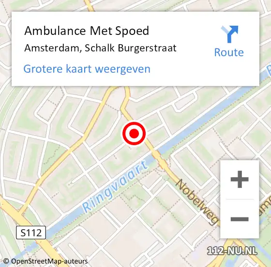 Locatie op kaart van de 112 melding: Ambulance Met Spoed Naar Amsterdam, Schalk Burgerstraat op 17 juni 2023 19:59