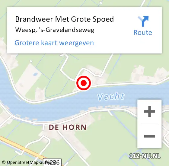 Locatie op kaart van de 112 melding: Brandweer Met Grote Spoed Naar Weesp, 's-Gravelandseweg op 17 juni 2023 20:15