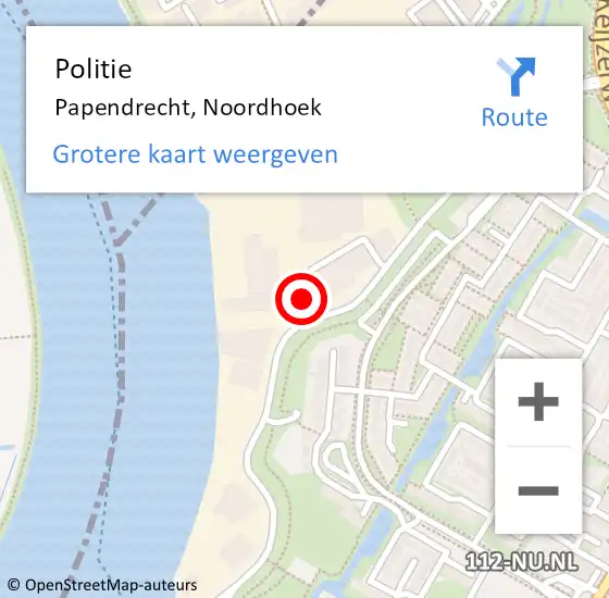 Locatie op kaart van de 112 melding: Politie Papendrecht, Noordhoek op 17 juni 2023 21:15