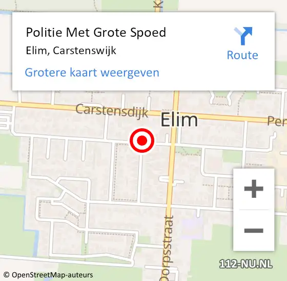 Locatie op kaart van de 112 melding: Politie Met Grote Spoed Naar Elim, Carstenswijk op 17 juni 2023 21:37