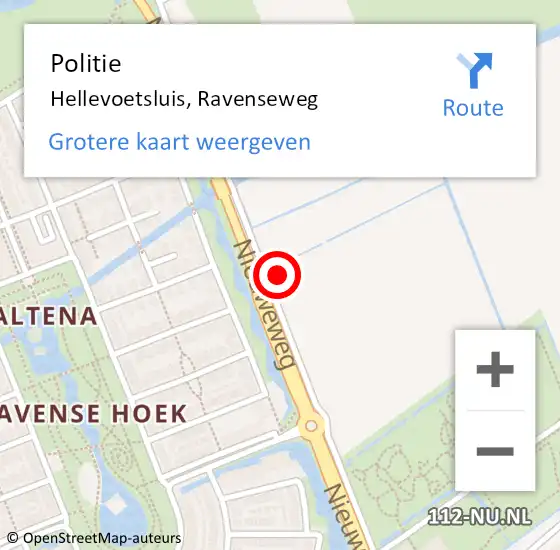 Locatie op kaart van de 112 melding: Politie Hellevoetsluis, Ravenseweg op 18 juni 2023 01:13